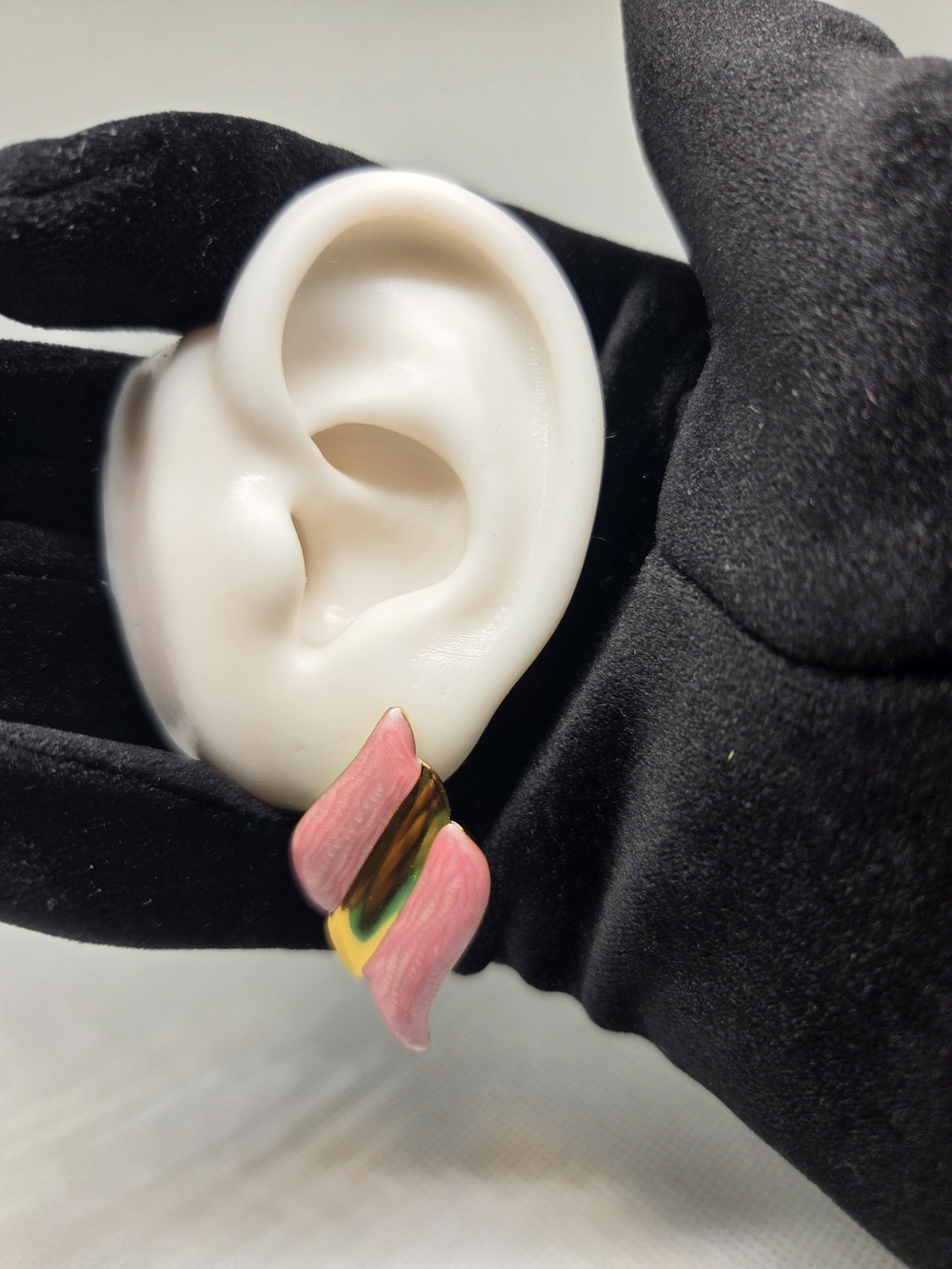 Pink and Gold Swirl Stud Earrings In Stainlees Steel